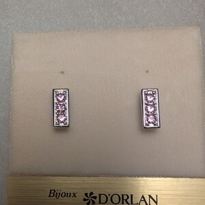 D'Orlan Pink Swarovski  Crystal Stud Earrings